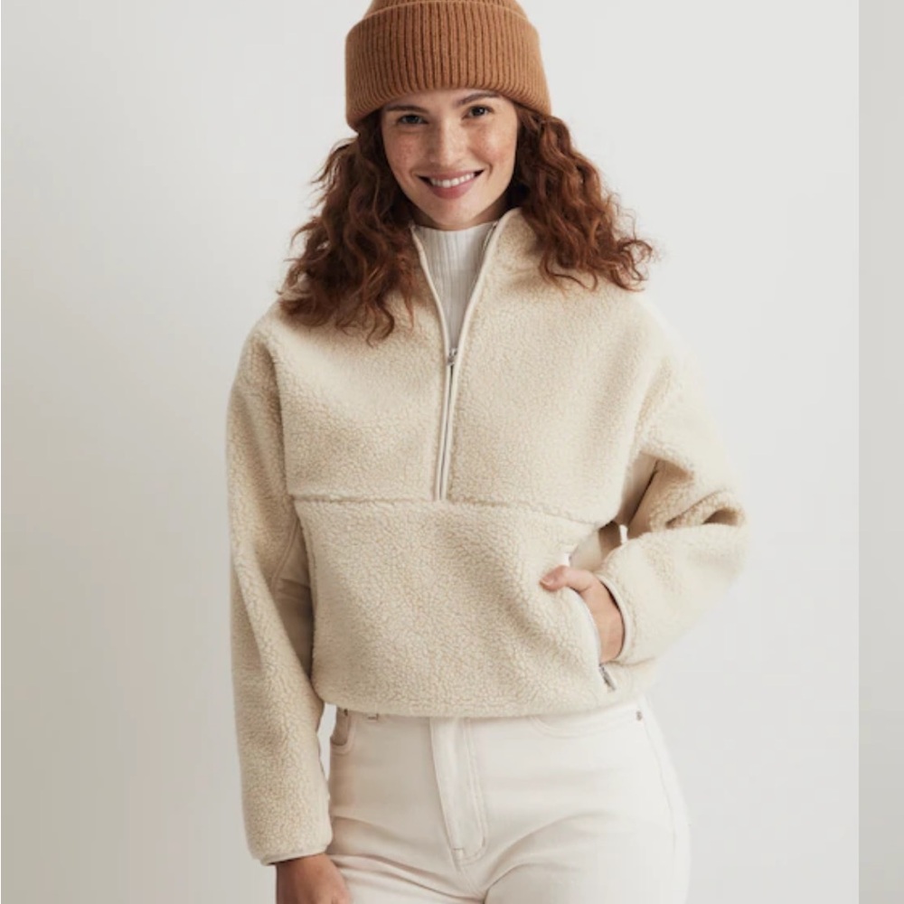 Madewell Faux Shearling Half-Zip Pullover